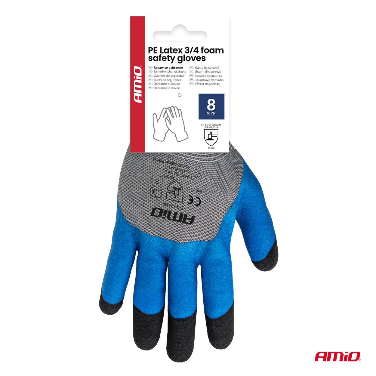Sæt med 4 arbejdshandsker i størrelse 8