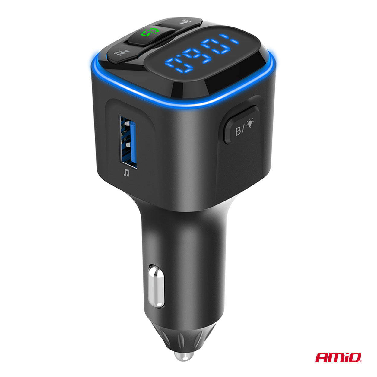 FM-transmitter med USB-C-opladning til 12-24 V