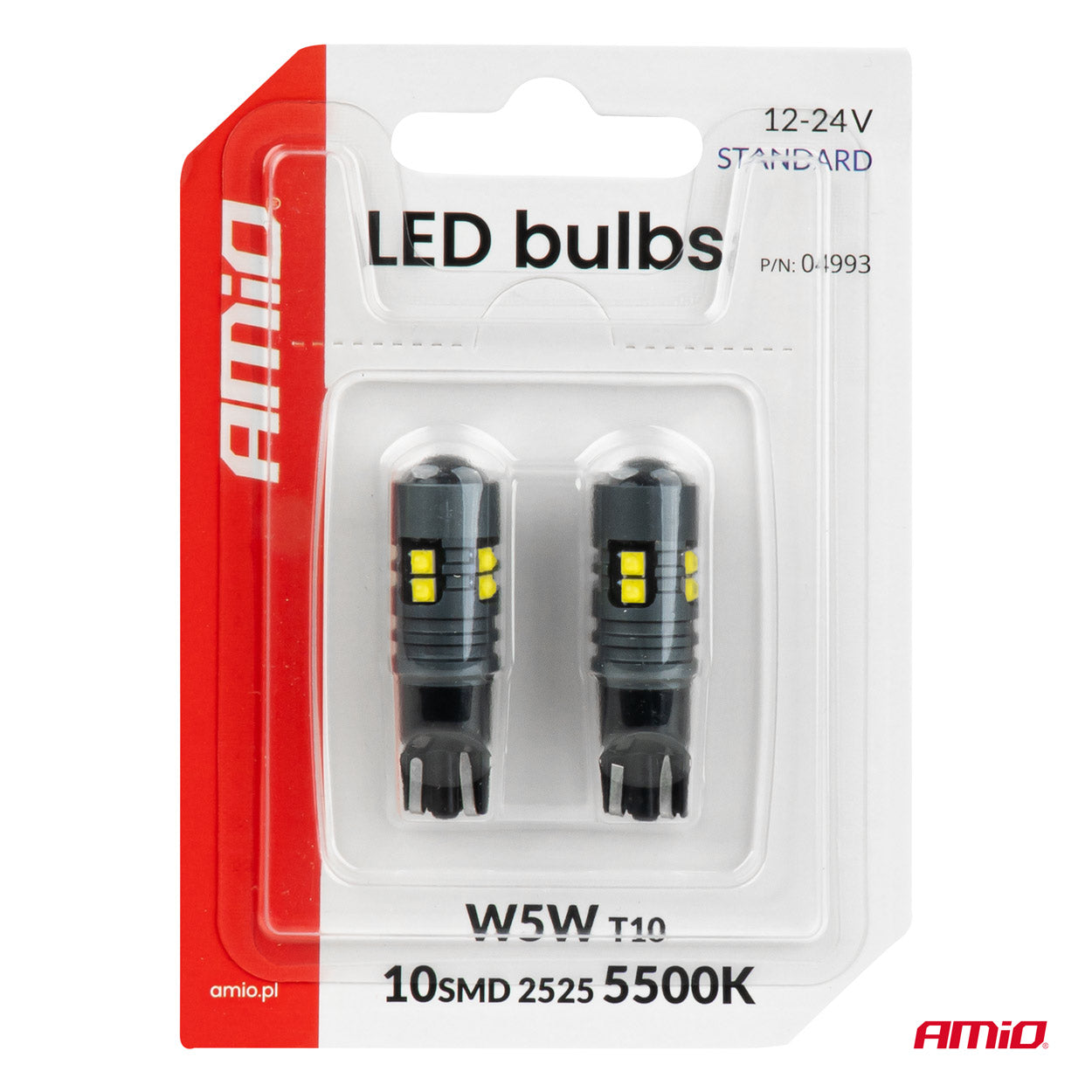 T10 LED-pære med 10 SMD 2525-LED'er