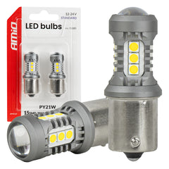 LED-pære med BAU15S/PY21W-sokkel til 12/24 V