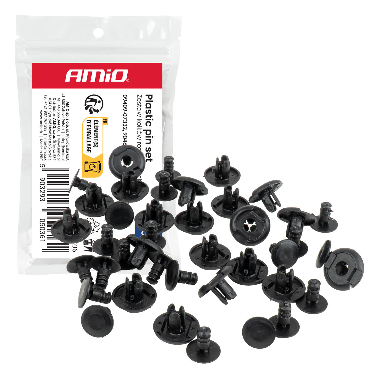 Sæt med 20 ekspansionsclips i plast, 10 mm lange og 6,5 mm i diameter