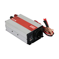 Carpoint omvormer 12V-230V 600W met accuklemmen 