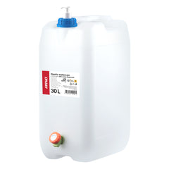 Witte watertank van 30 liter met kraan en zeepdispenser
