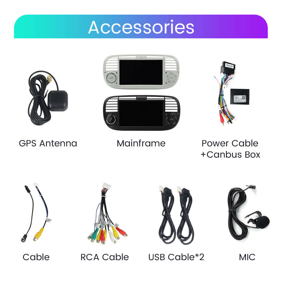 Fiat 500 2007-2015 – 7” Autoradio met Apple CarPlay en Android Auto – carmedia24.nl