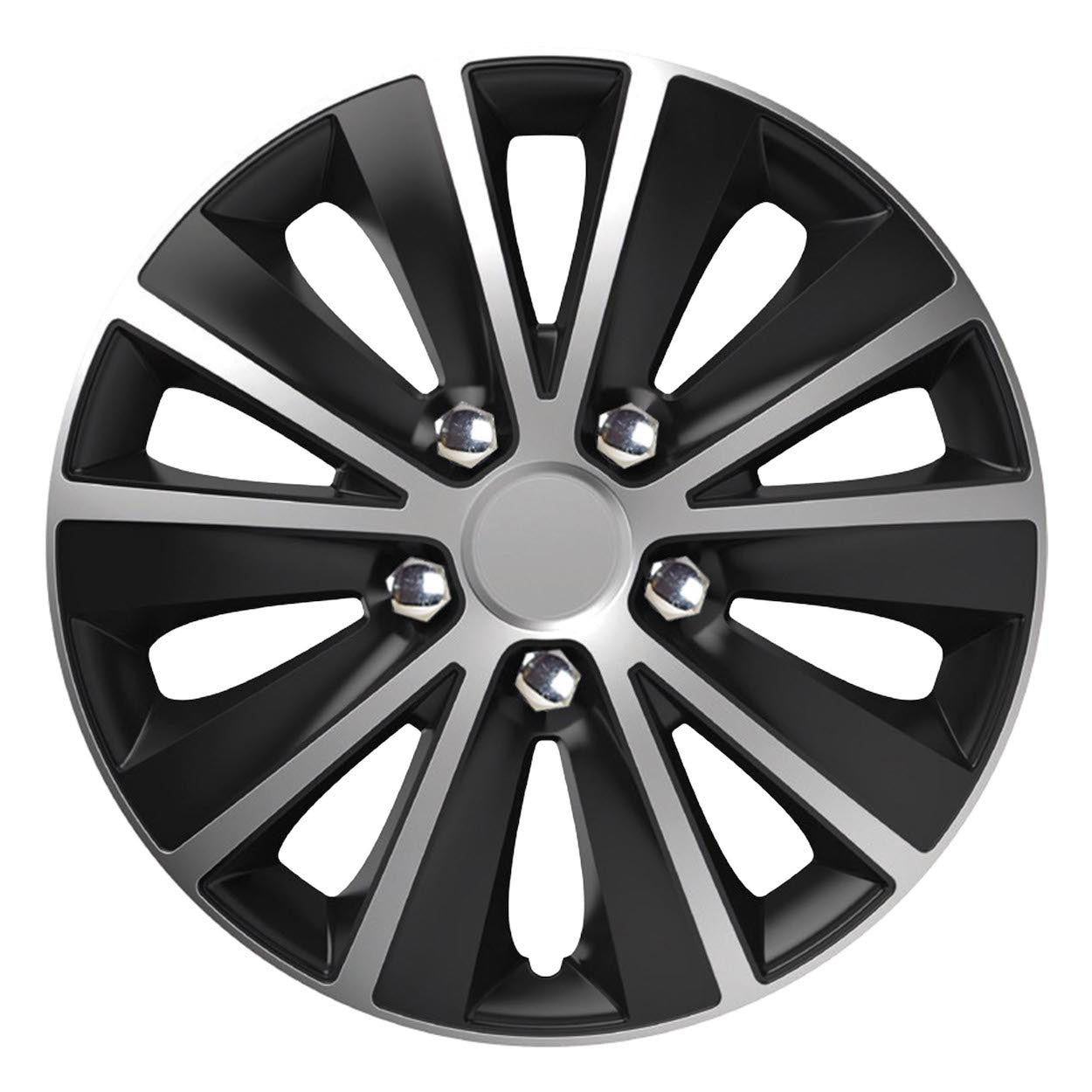 Versaco wieldeksel Rapide NC 14 inch in zilver en zwart met chromen moerlook