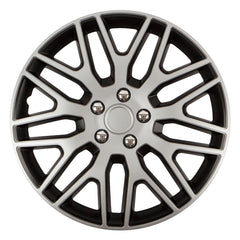 DAKAR NC wieldoppen in zwart en zilver met chromen moerdeksels voor 17 inch stalen velgen