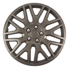 DAKAR NC wieldop in grafiet voor 15-inch stalen velg met chromen moerdetails