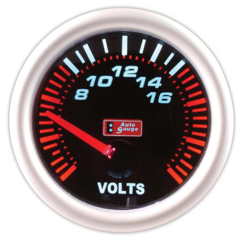 Voltmeter zwart 2 inch Auto Gauge
