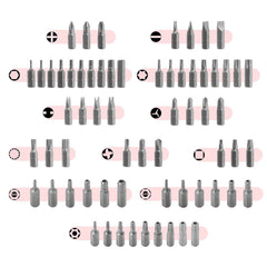 Afbeelding van een 220-delige bit- en doppenset met verschillende bits in meerdere maten.