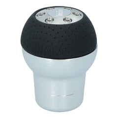 Carpoint versnellingspookknop in aluminium/zwart leer, rond 