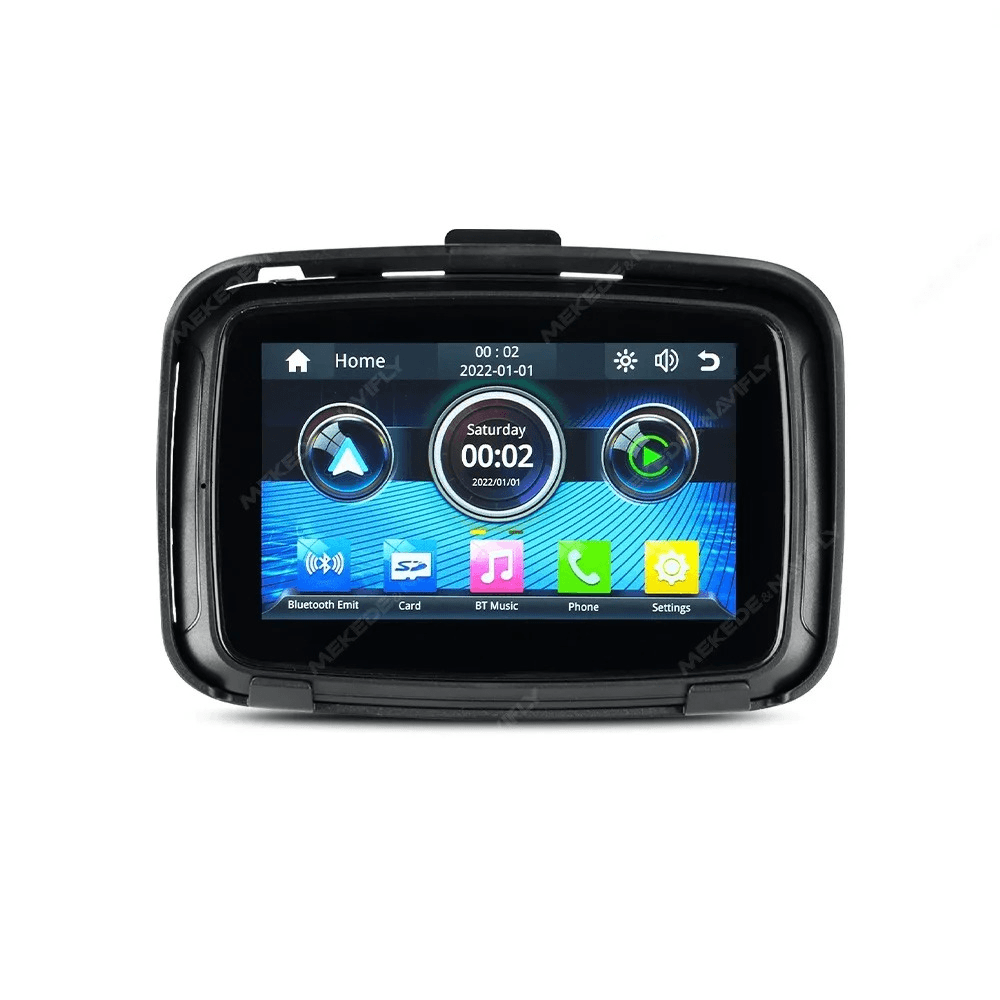 5” CarPlay voor motorfiets met hoes – draadloos Apple CarPlay & Android Auto-scherm met gebruiksvriendelijke interface.