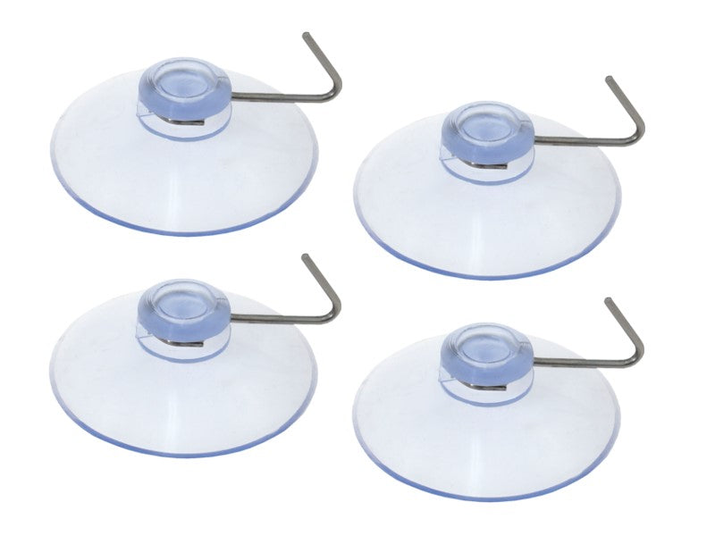 Transparante zuignappen met metalen haken 40 mm, 4 stuks