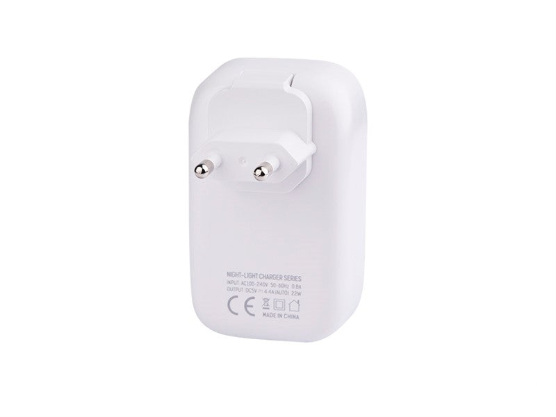 Reisoplader met 4 USB-A en touchbediend LED-licht
