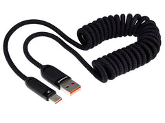 WAYME USB-C laadkabel met spiraaldesign in zwart, 50-180 cm