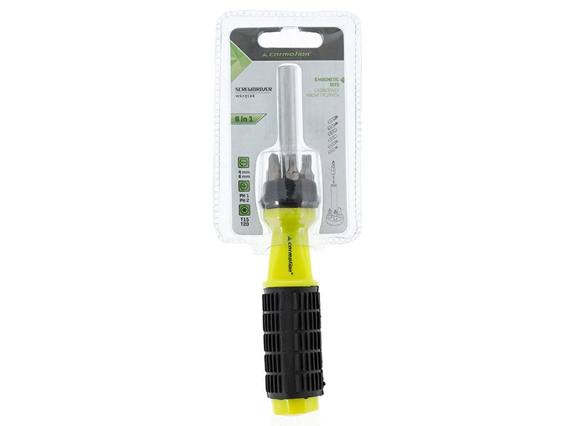 Schroevendraaier met magnetische bits en opbergruimte