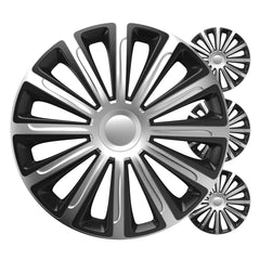 Versaco wieldoppen Trend zwart en zilver 13 inch 4 stuks