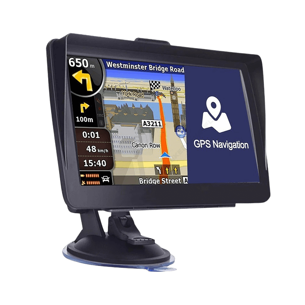 7" Touchscreen GPS Navigation – Universel with map display for easy navigation using GPS.