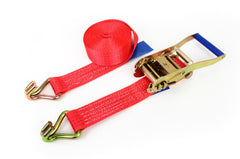 Oranje spanband met ratel, 50 mm breed en 6 m lang