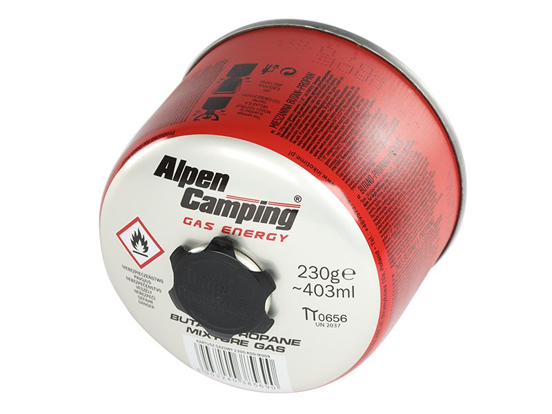 Compact campingkooktoestel voor een 230 g gaspatroon