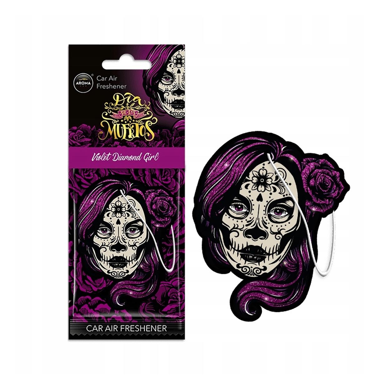 AROMA CAR MUERTOS Violet Girl luchtverfrisser voor de auto met Spicy Delight-geur