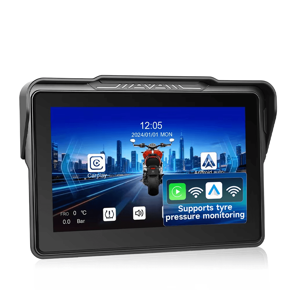 <h2>7” motorfietsscherm met CarPlay, Android Auto, AirPlay en TPMS</h2> 