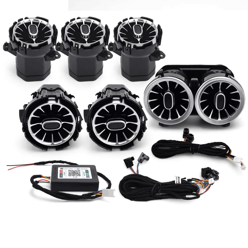 Ambient belysning til luftdyser – Mercedes A/CLA/C/E/GLC 15-25 sæt med lysdeller og kabler.