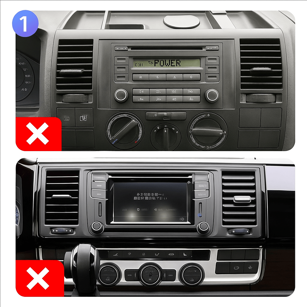 VW Transporter 03-15 - 9" Radio m. Apple CarPlay og Android Auto – Bilmedie.dk