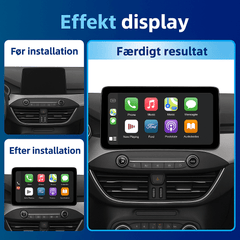 Ford Focus 19-22 - 12,3" radio met Apple CarPlay en Android Auto - resultaat van het display voor en na installatie