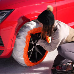 Isse Super textiele sneeuwkettingen tijdens de montage