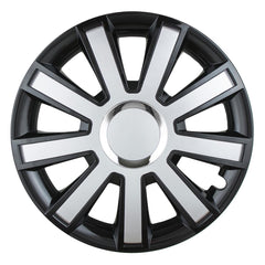FLASH wieldoppenset in zwart en zilver voor 16 inch stalen velgen