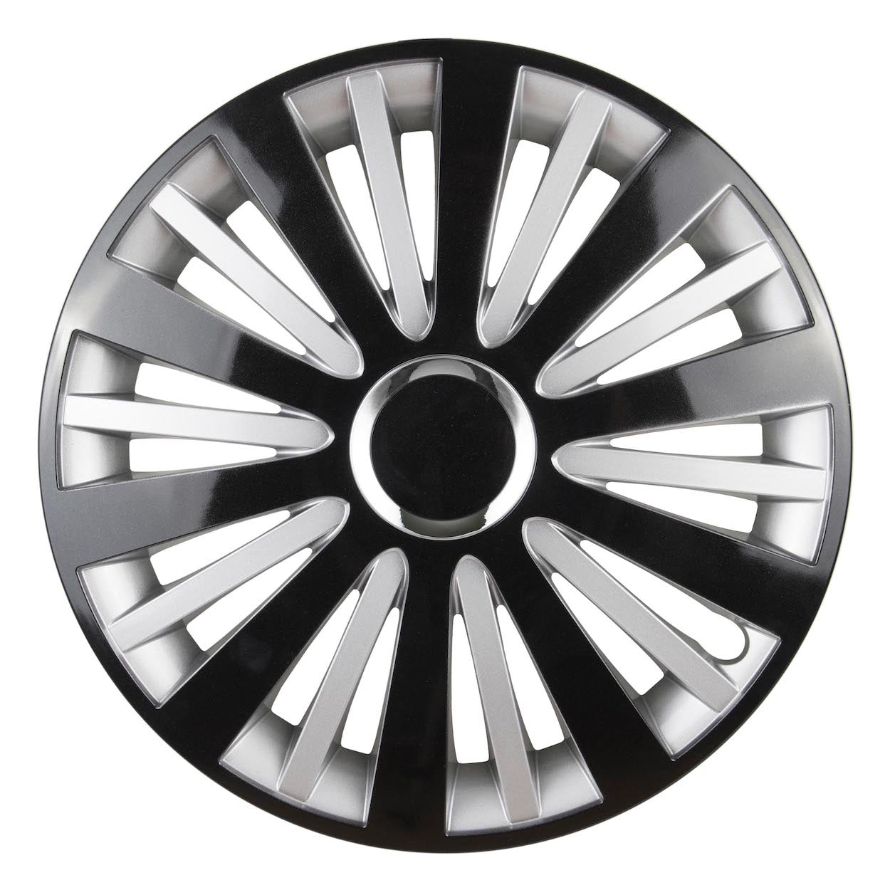 Falcon wieldop in zwart en zilver voor 14 inch stalen velgen