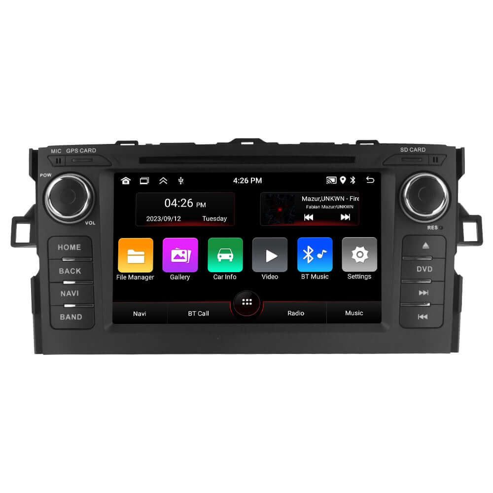 Toyota Corolla 06-12 – 7" radio met Apple CarPlay en Android Auto met touchscreeninterface en bediening