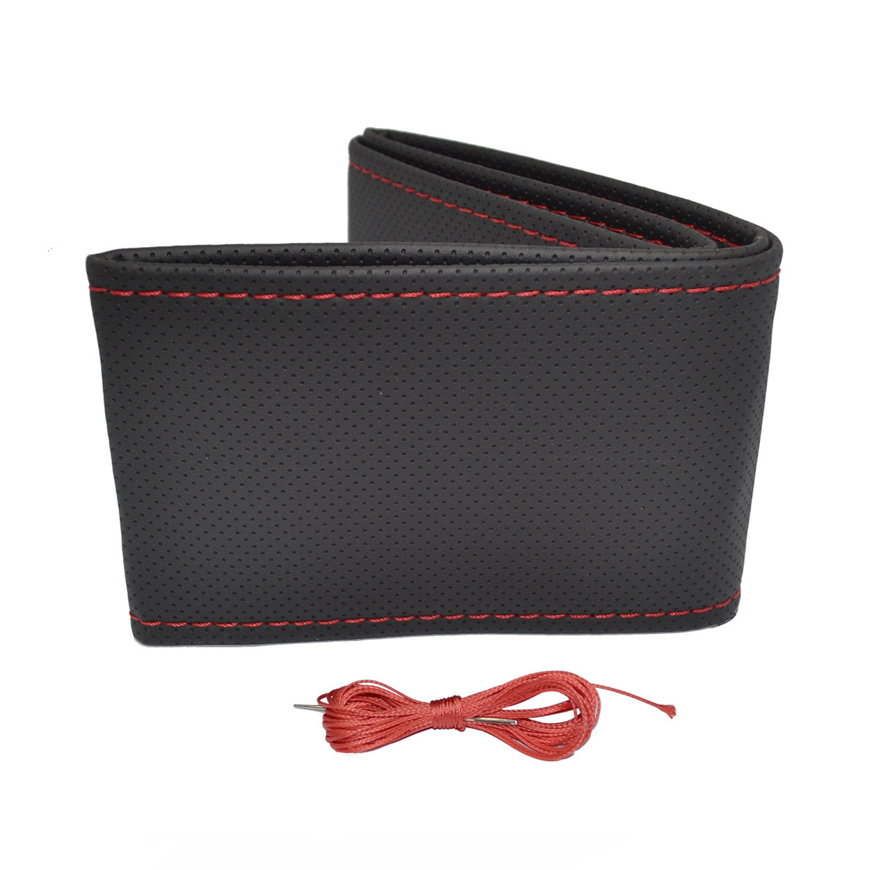 Zwarte stuurhoes met rode stiksels voor sturen van 38-39 cm