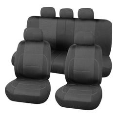 Carpoint stoelhoezenset – complete set Paris, 9-delig, zwart/grijs 