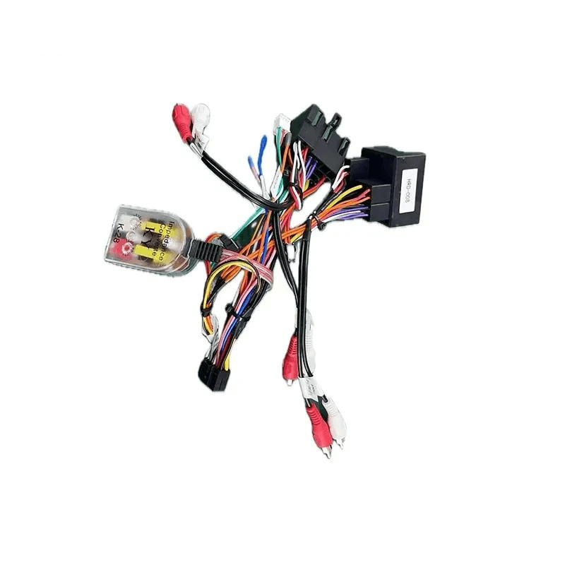 Radiokabel til Audi med Bose-anlæg – til 7" og 9" Bilmedie-radioer produktbillede med kabelforbindelser