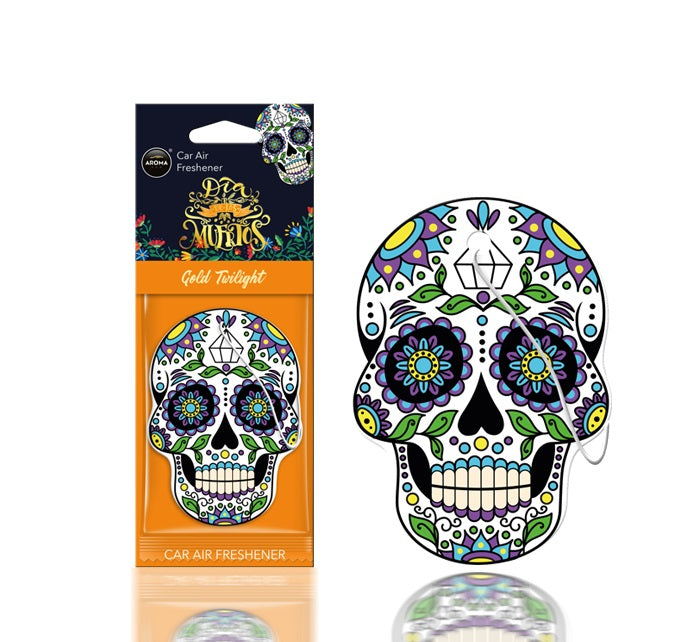 Meerlaagse autoparfum Dia de los Muertos Gold Tatoo