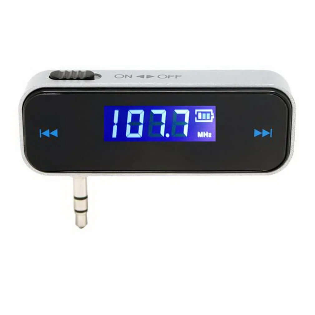 FM-transmitter met AUX – Draadloze muziek & handsfree bellen in de auto, display met frequentie en AUX-poort.