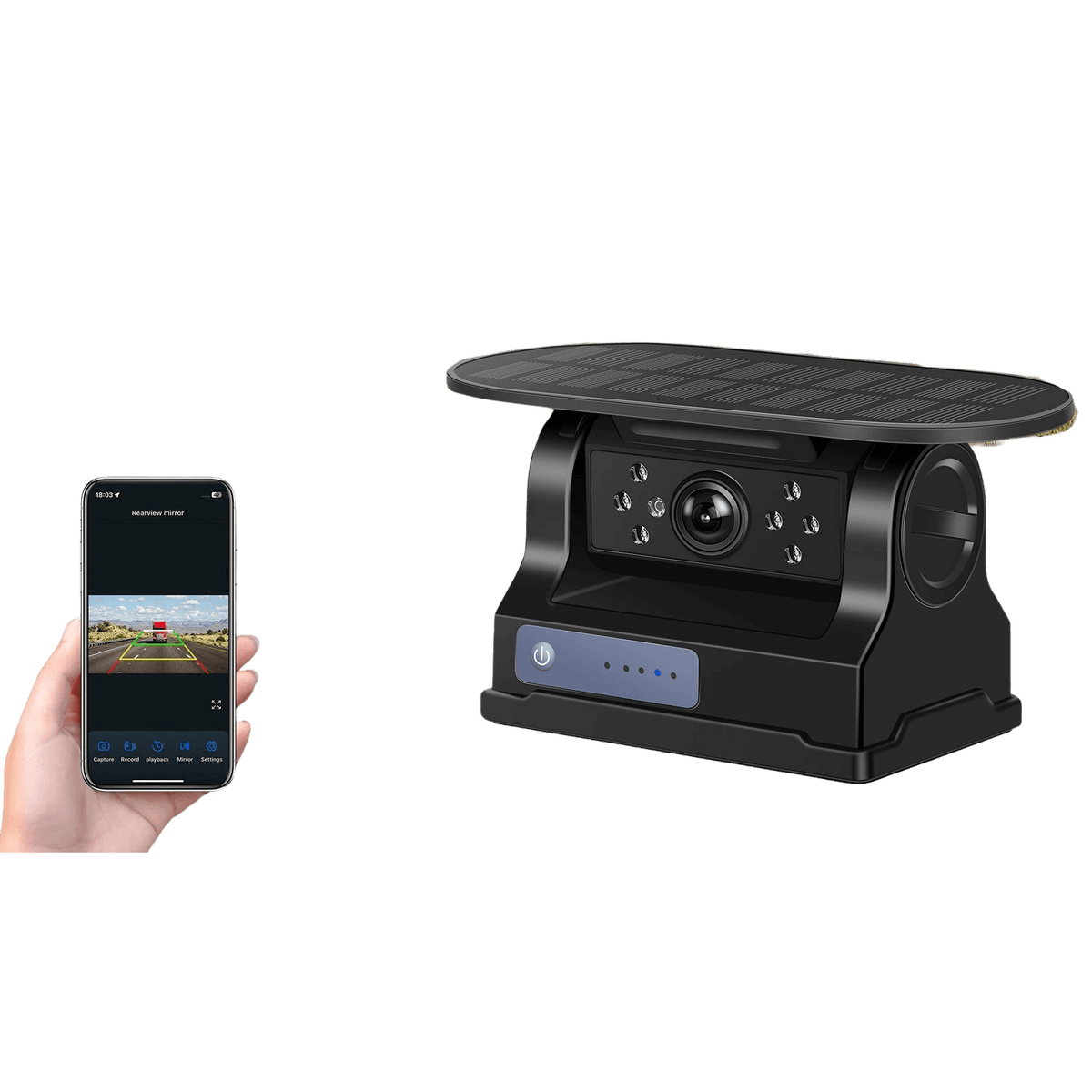 Magnetische achteruitrijcamera met app - Draadloos verbonden met mobiele telefoon voor veilig parkeren en manoeuvreren.