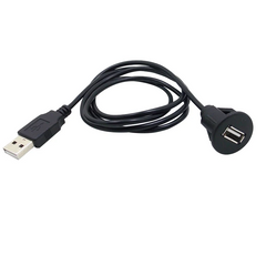 USB-verlengkabel voor autoradio – USB man naar vrouw met paneelmontage 