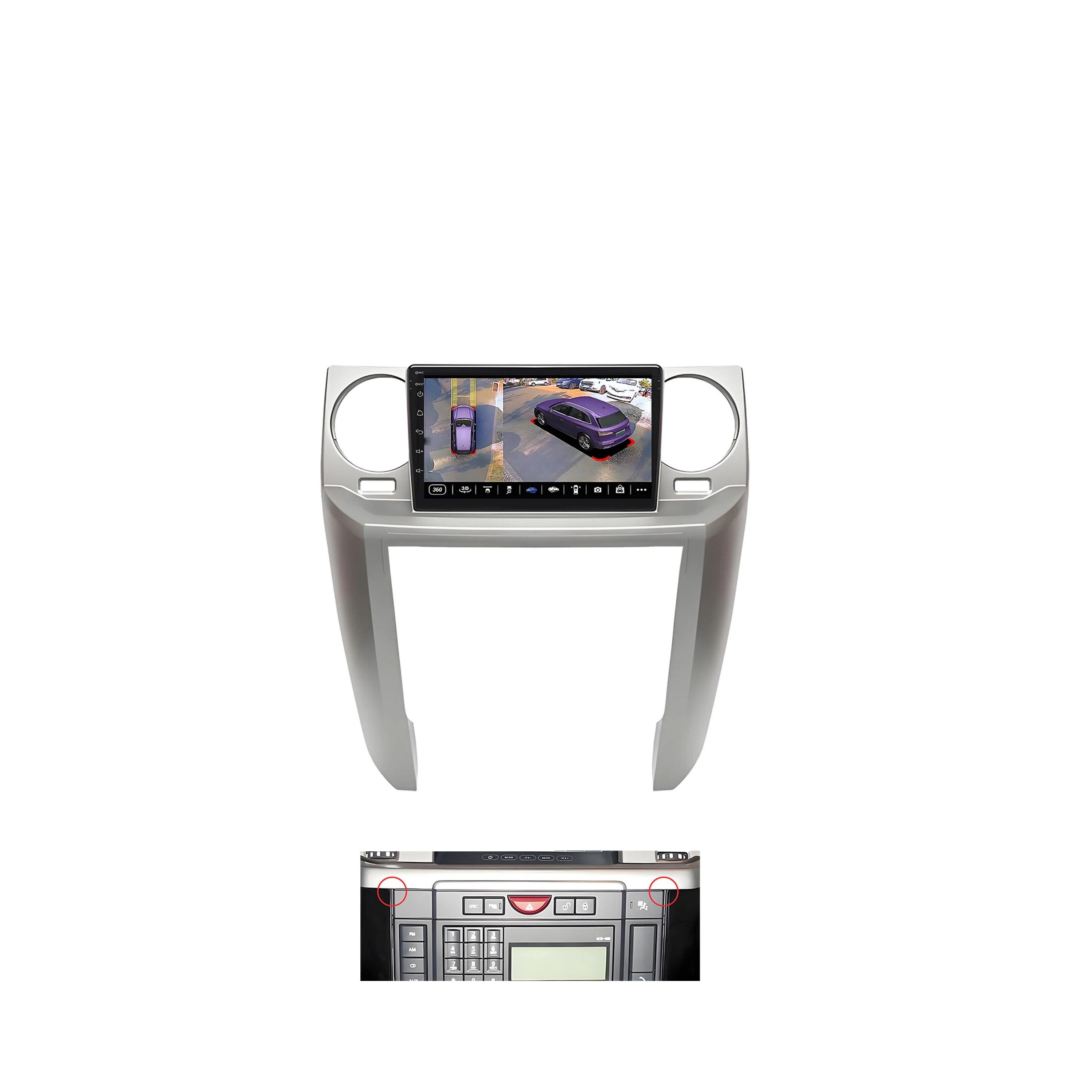 Land Rover Discovery 04-09 - 9" Radio m. Apple CarPlay og Android Auto med touchskærm og betjeningspanel.