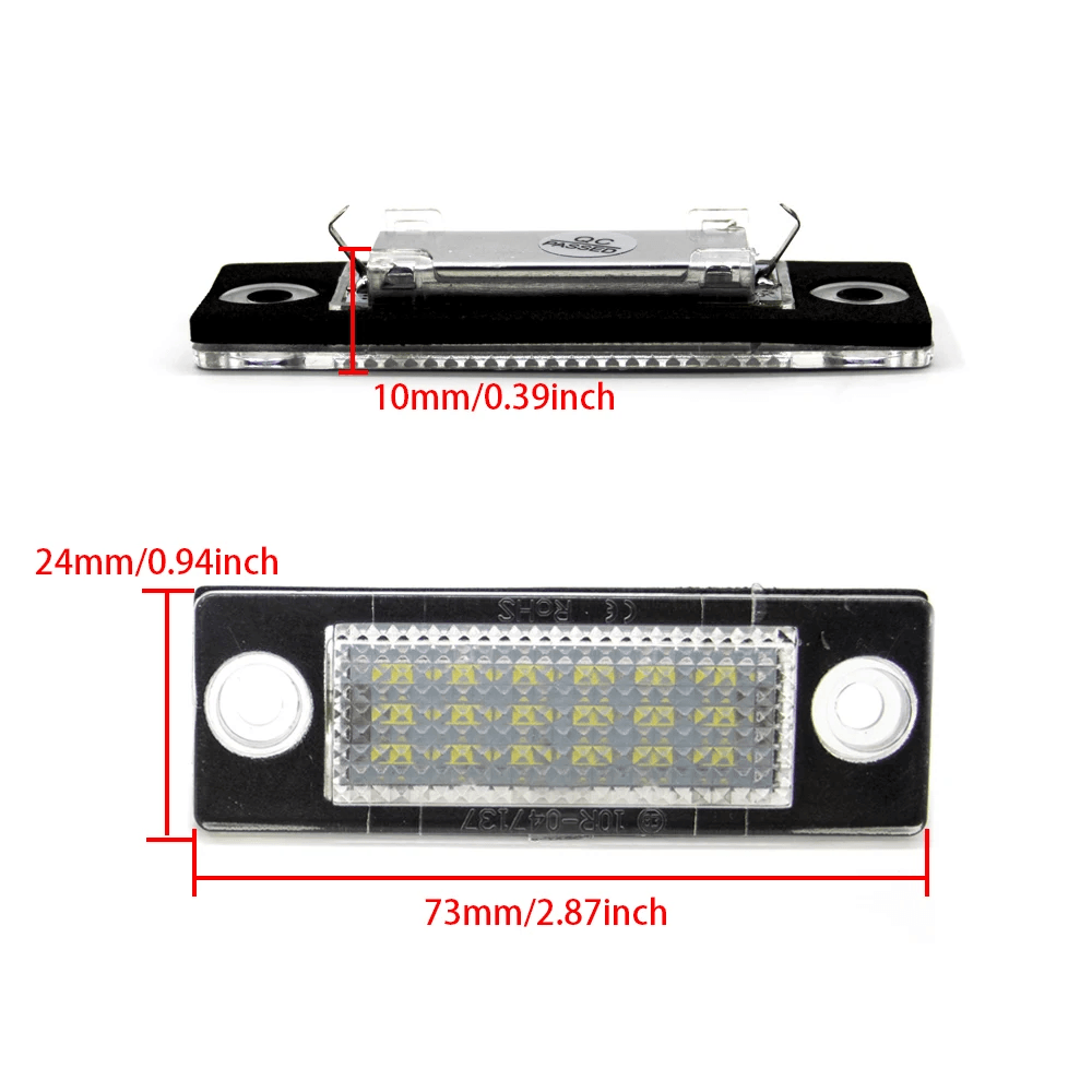 LED kentekenverlichting VW & Skoda – CANBUS (Golf 5, Passat, Touran e.a.) met afmetingen en details