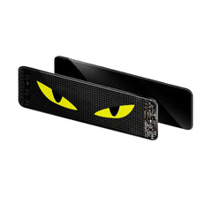 LED-raamdisplay – flexibele matrixdisplay met Bluetooth (110×492 mm) met gele ogen.
