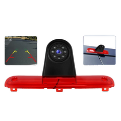 Achteruitrijcamera voor Fiat Ducato & Peugeot Boxer (2006-2018) met remlicht en scherm voor achteruitzicht.
