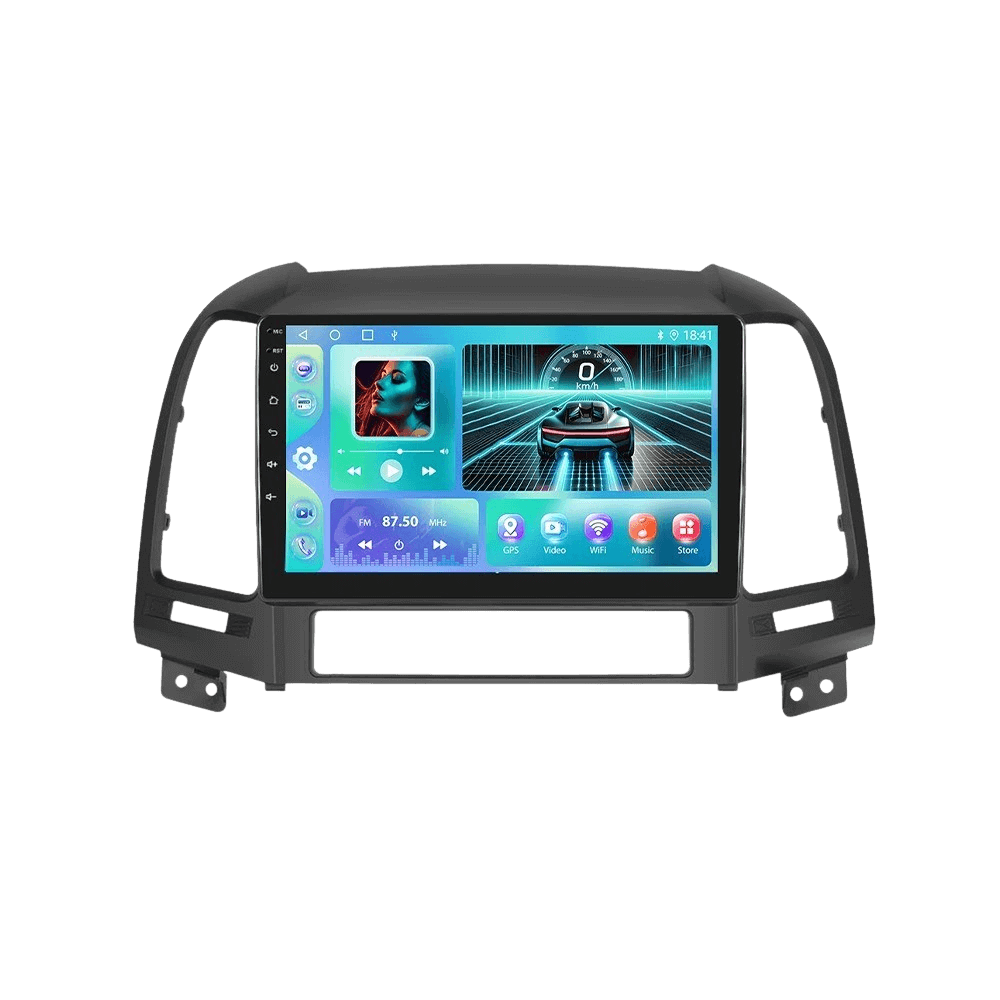 Hyundai Santa Fe 2006-2012 – 9" Radio m. Apple CarPlay og Android Auto, med stor touchskærm og intuitivt interface.