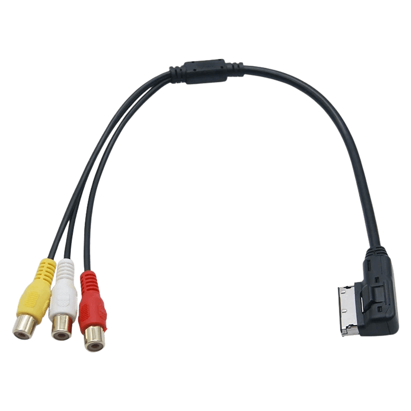 AMI til RCA adapterkabel – 3 x RCA hun (gul, hvid, rød) med AMI-stik og tre RCA-hun stik.