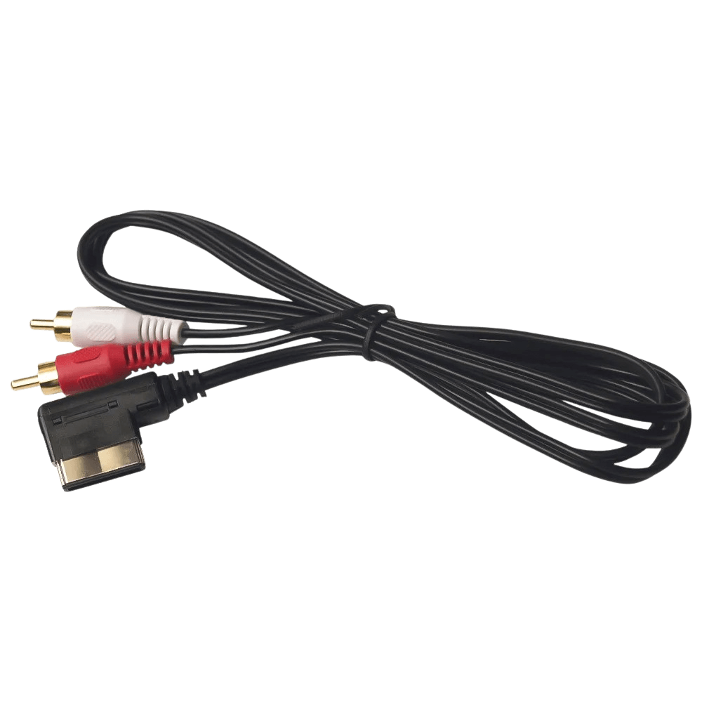 AMI naar RCA-mannelijke adapterkabel – 1,2 meter (rood en wit) met AMI-stekker en twee RCA-mannelijke stekkers.