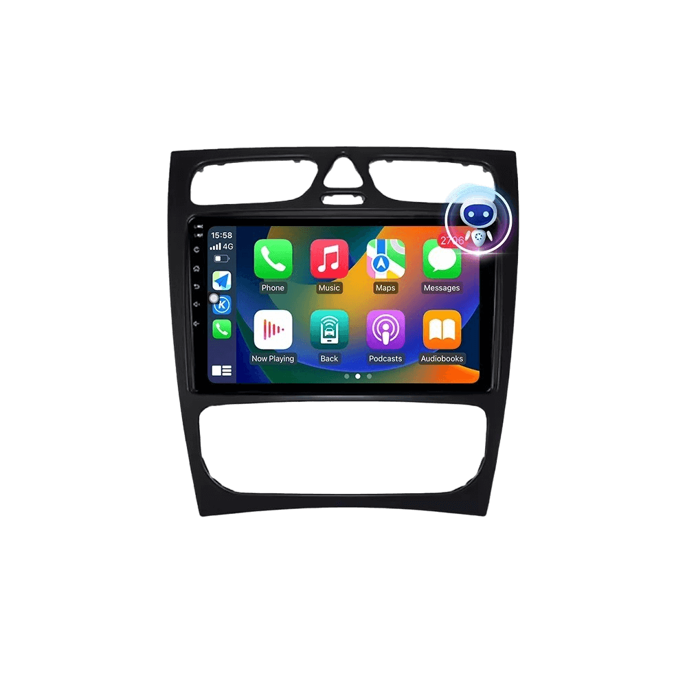 Mercedes-Benz W203 - 9" Radio m. Apple CarPlay og Android Auto – Bilmedie.dk