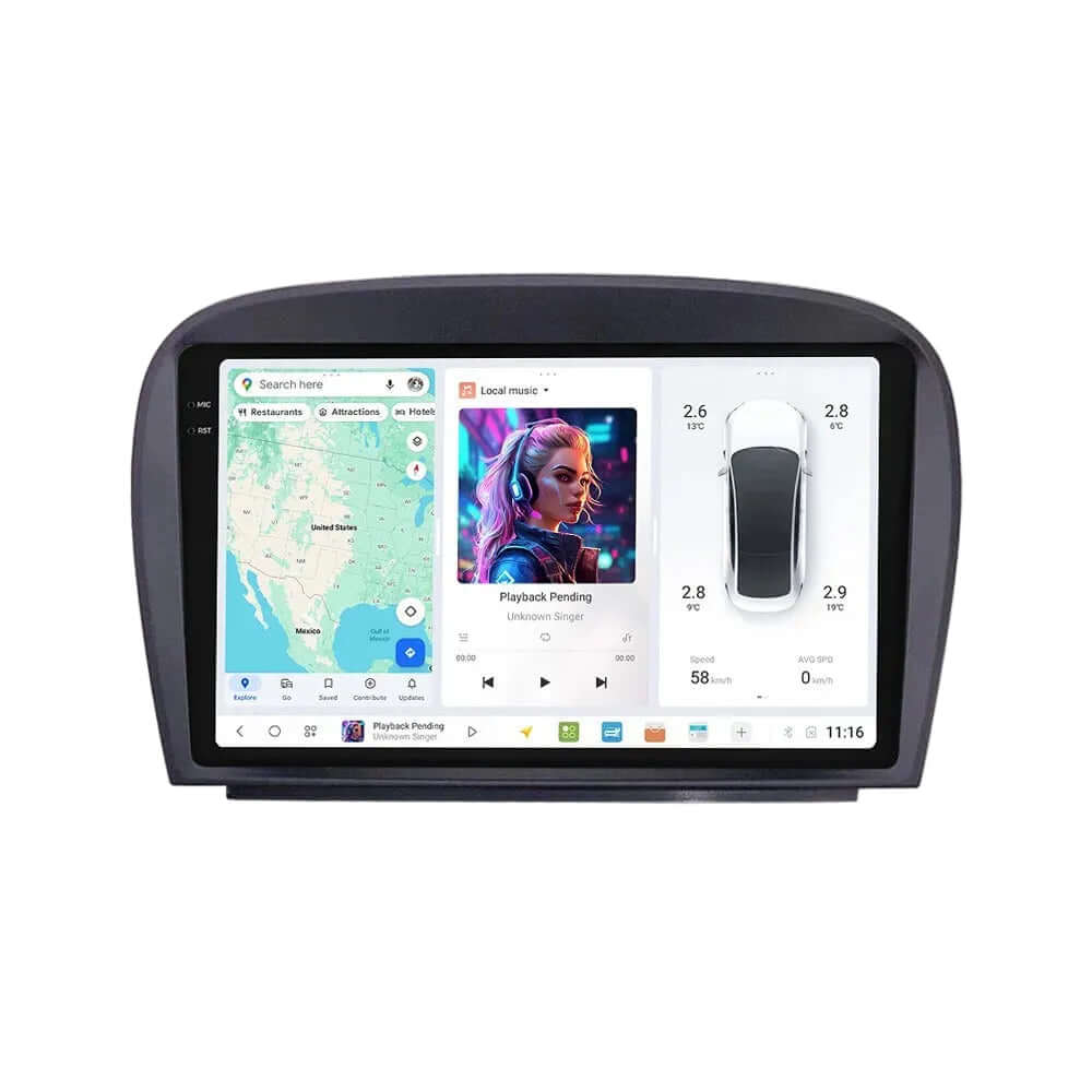 Mercedes SL 2001-2011 - 9" autoradio met Apple CarPlay en Android Auto 