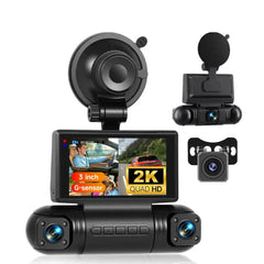 3" 2K dashcam met 4 camera’s – IPS-scherm, G-sensor & DVR-recorder 