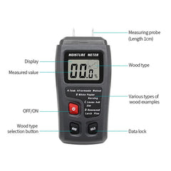 Digitale houtvochtmeter met lcd-display – vochtmeter voor hout en brandhout 